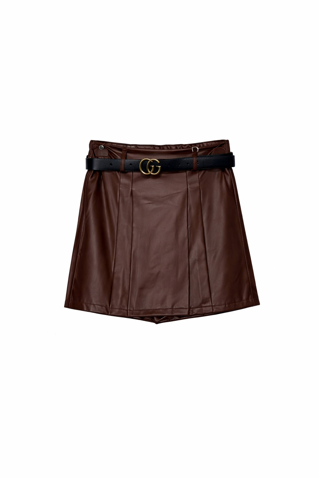 Γυναικείο Mini Σορτς από Οικολογικό Δέρμα σε Καφέ