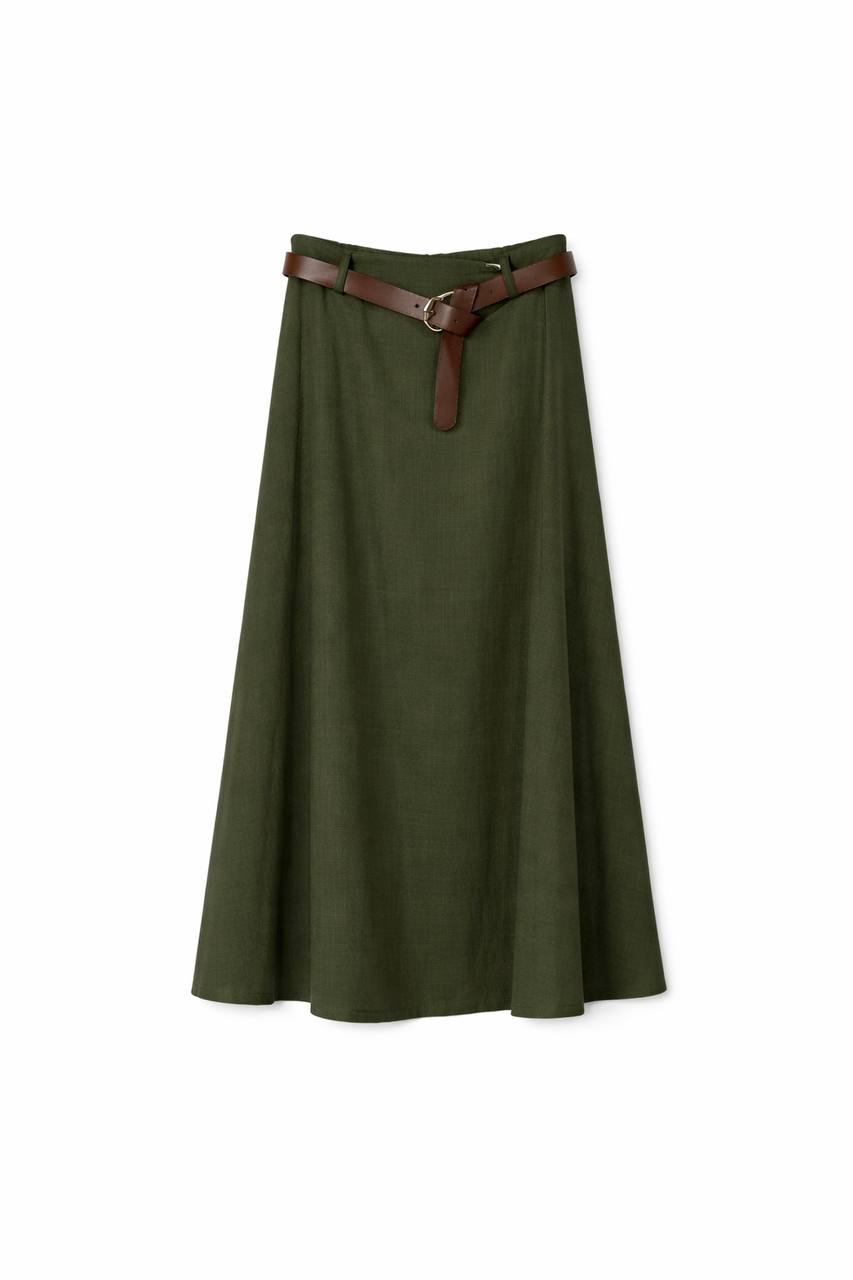 Γυναικεία Φούστα Midi Α-γραμμής με Ζώνη